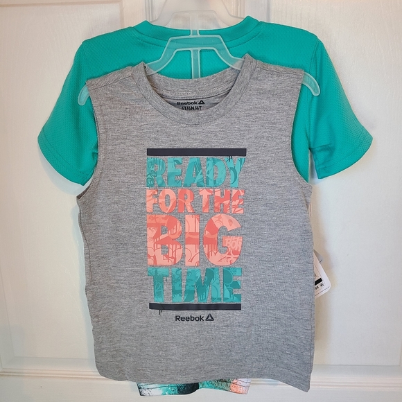 (1617) Reebok Toddler Boys 3 Piece Set, Size: 4T  Color: Pool Green (NWT) - Picture 2 of 12